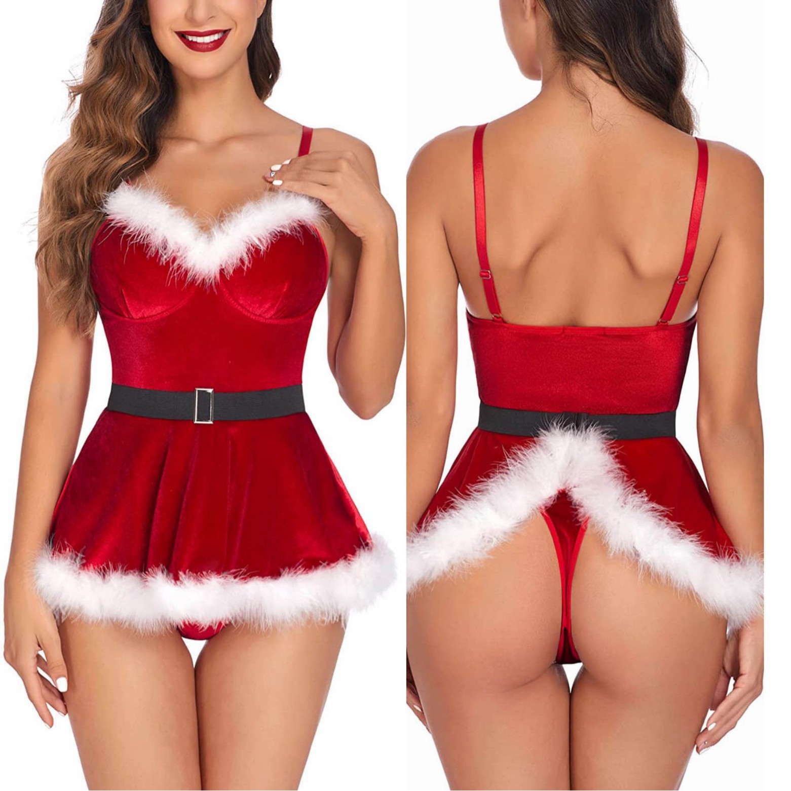 Lace Dress - Women's Sexy Nightgown Santa Claus Cosplay