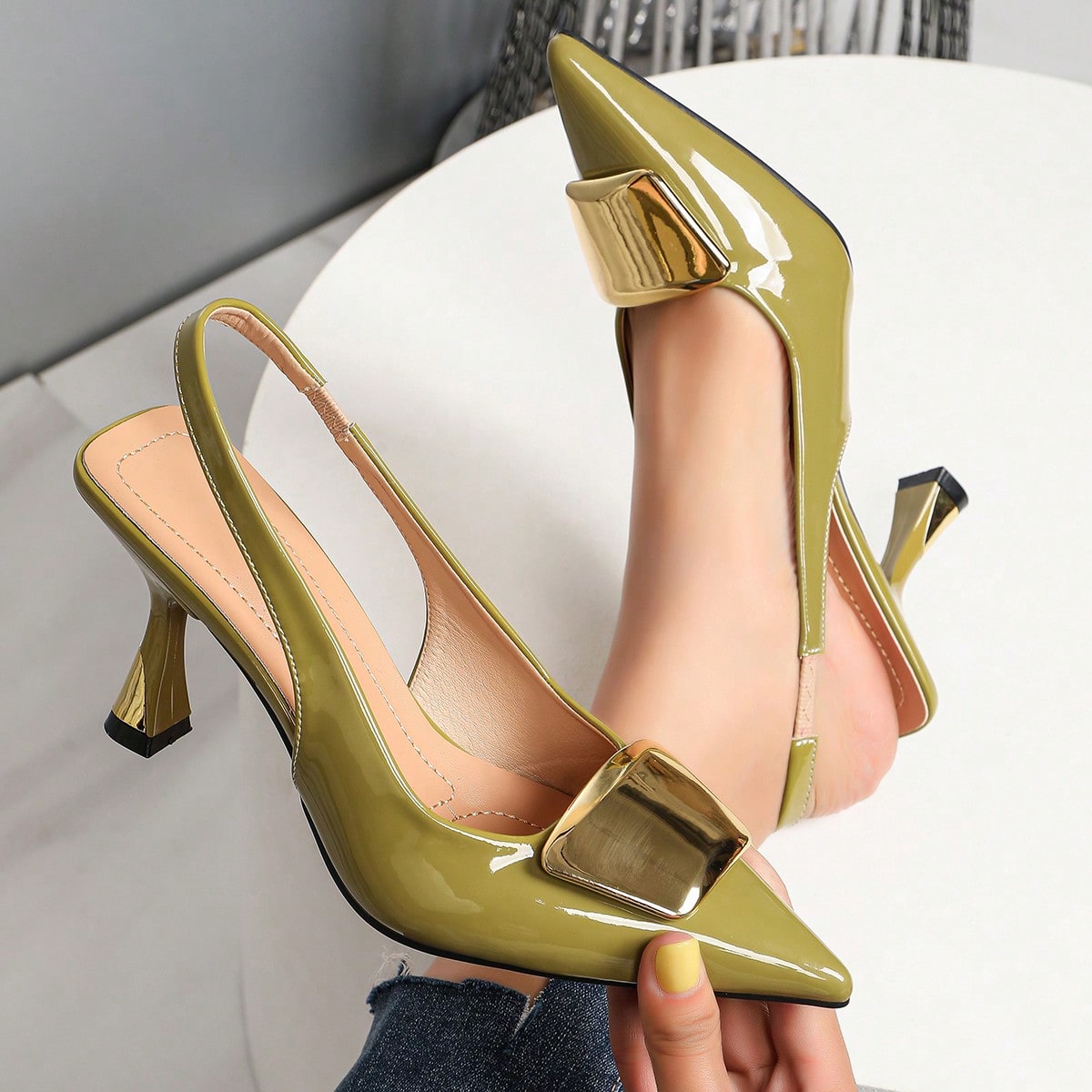 Formal Dress - Elegant Women Closed Pointed-Toe Slingback Heels,