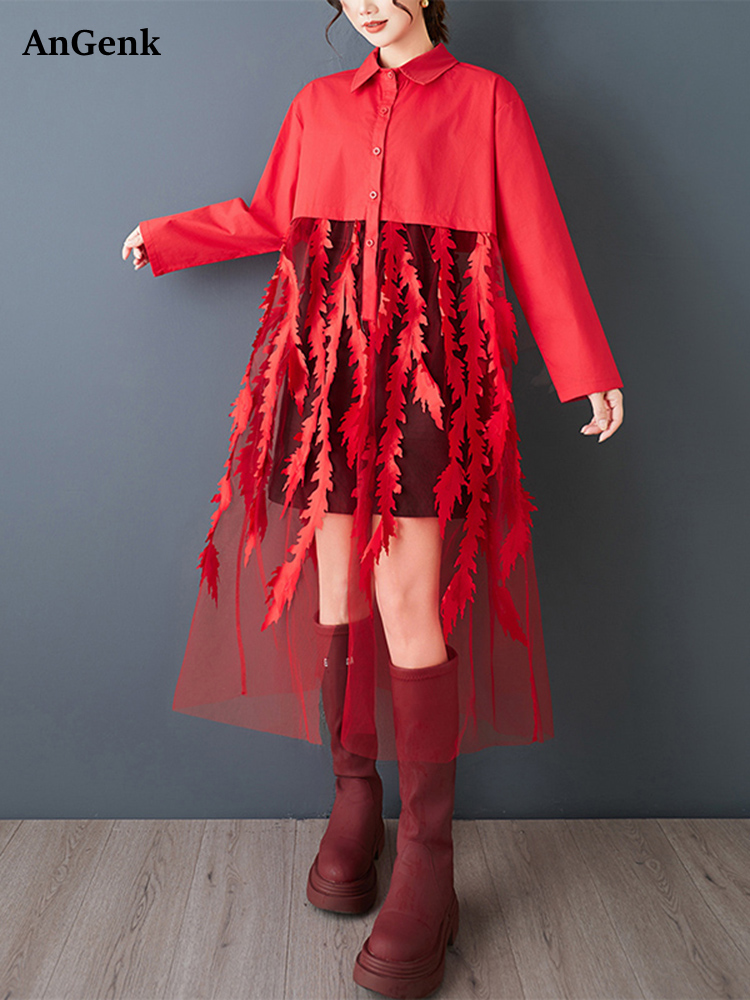 Mesh Patchwork Red Vintage Shi - Women'S Red Formal Wear review and price