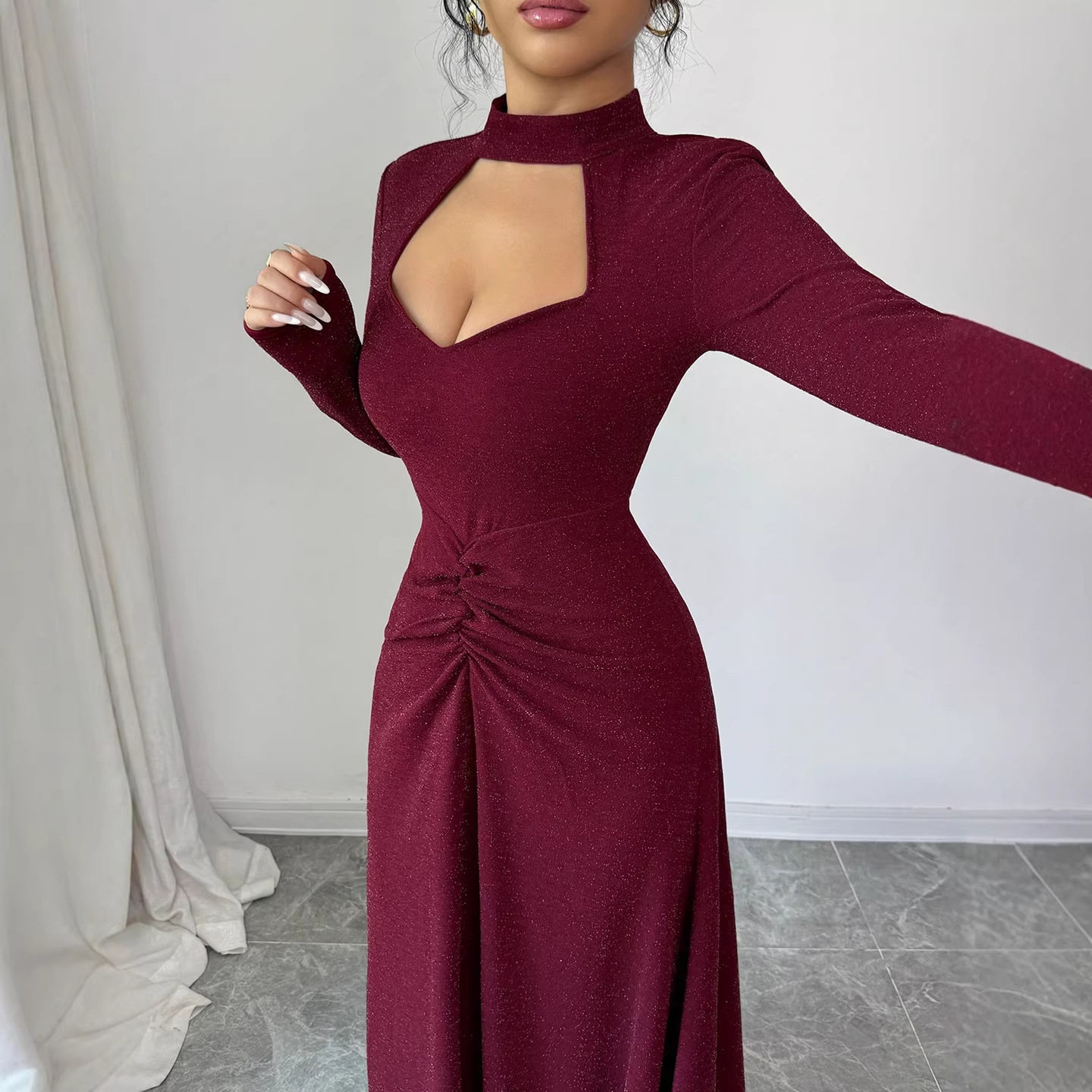 20256 Spring Sexy Fitted Midi  - Midi Dress review and price