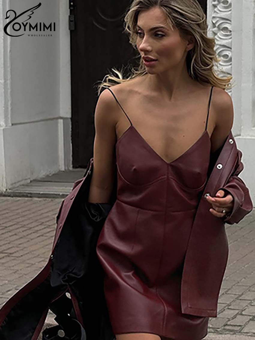 Oymimi Fashion Wine Red Pu Lea - Women'S Red Formal Wear review and price