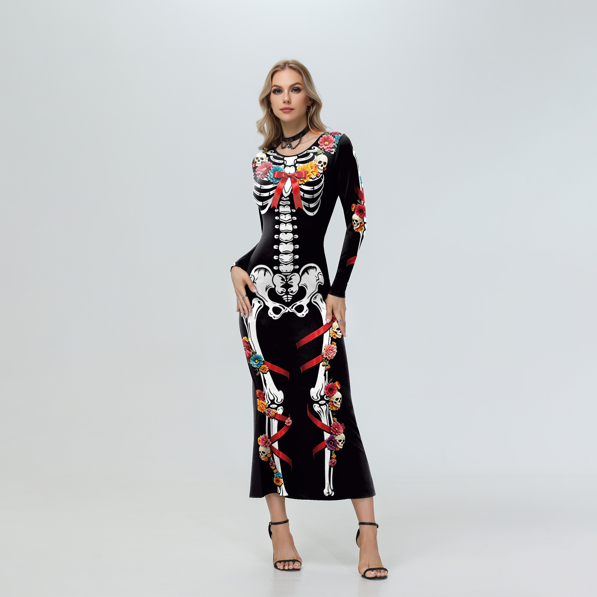 Halloween Women Floral Skeleto - Women'S Red Formal Wear review and price