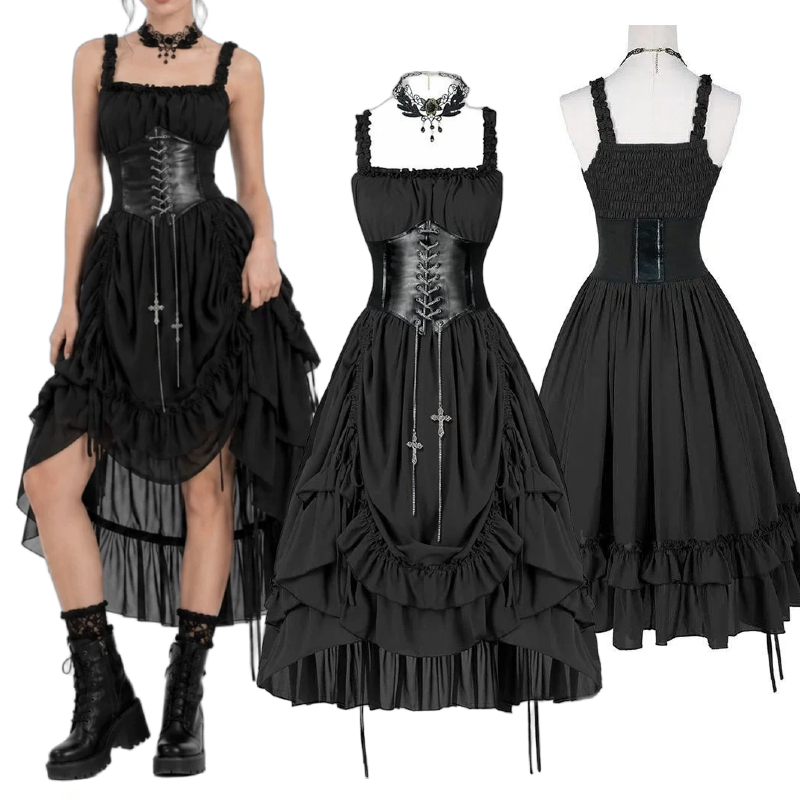 Women Gothic Dress Corset Slip - Midi Dress review and price