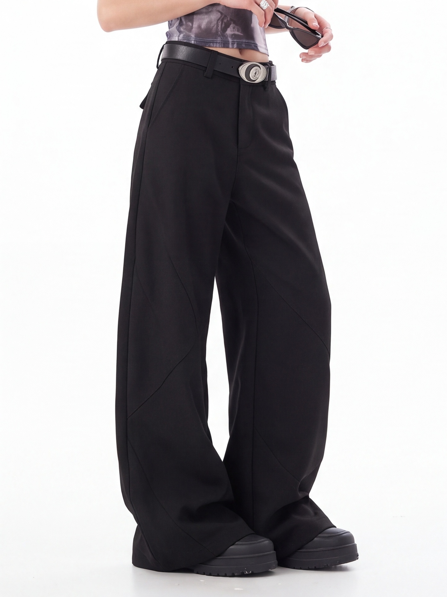 Black High Waist Trousers for  - Tailored Trouser Wide review and price