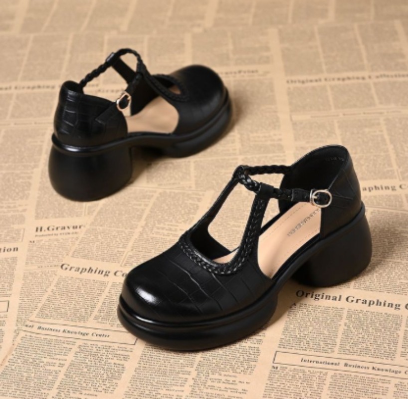 Women Black Croc‑Embossed Mary - Womens Heels review and price