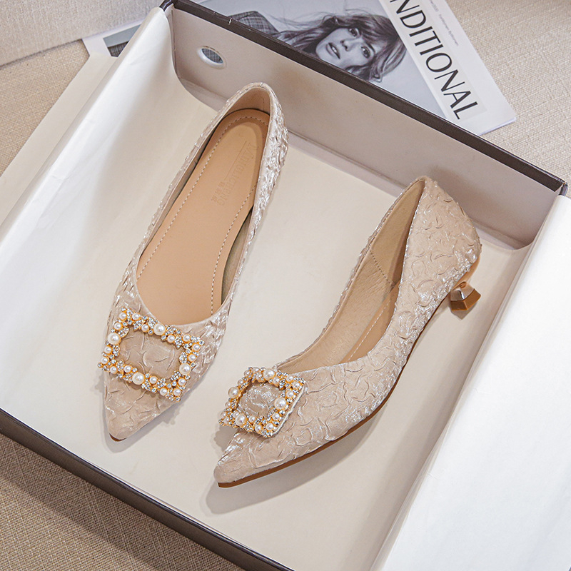 Ivory Textured Satin Pointed T - Womens Heels review and price